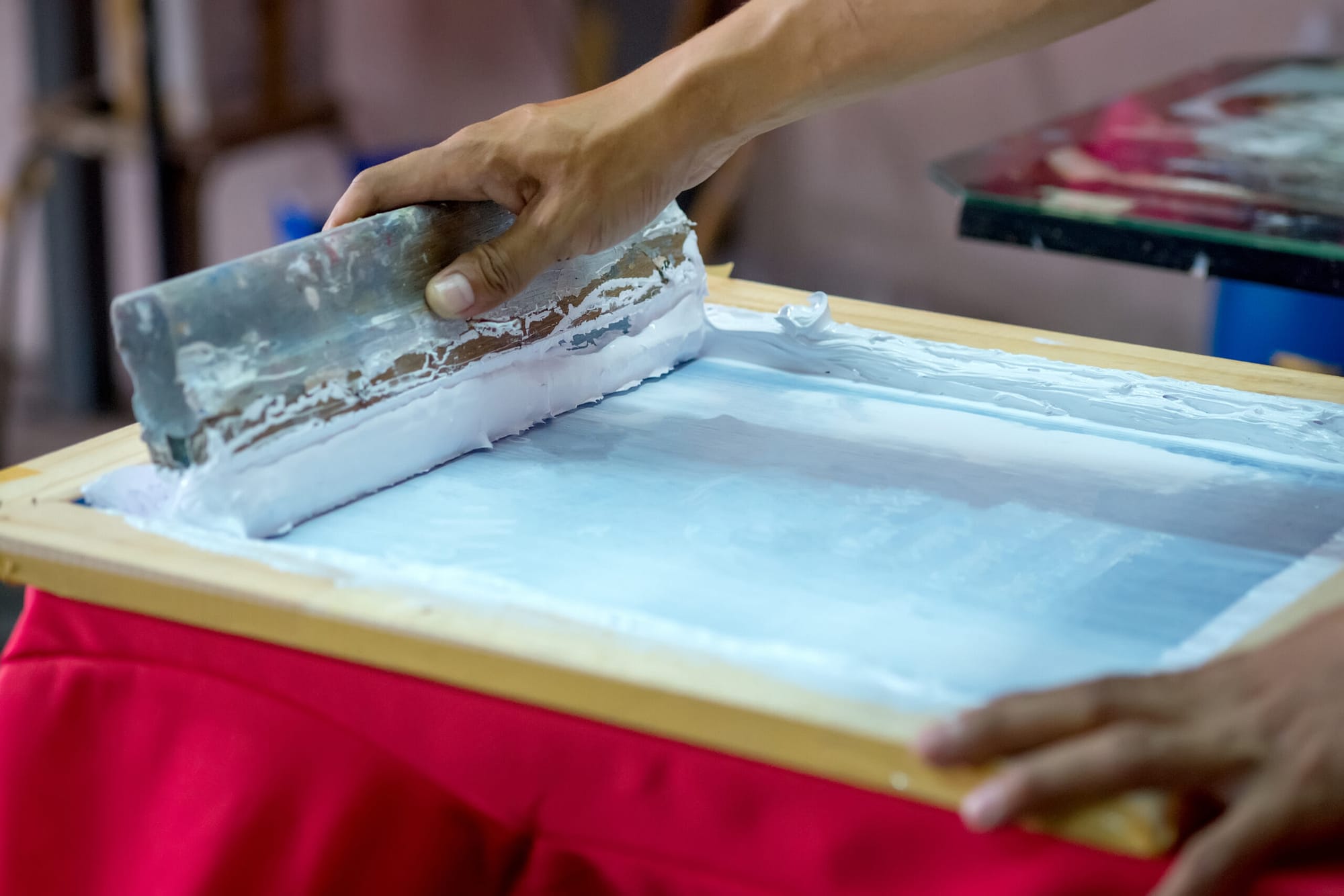 Screen Printing with a Squeegee and Screen